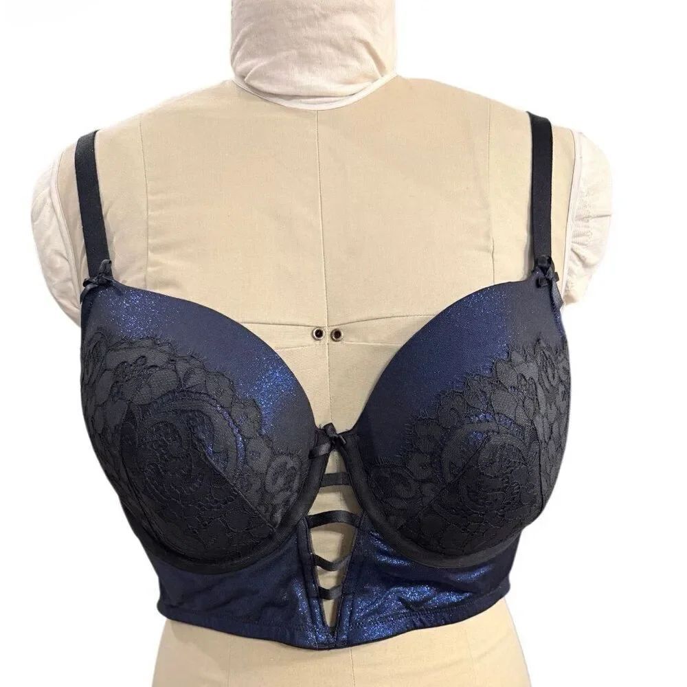 Cacique Lane Bryant Foil Shine Longline Balconette Bra Sz. 44C